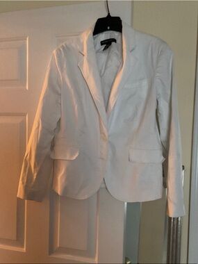 New York & Company White Women's Single-Button Blazer